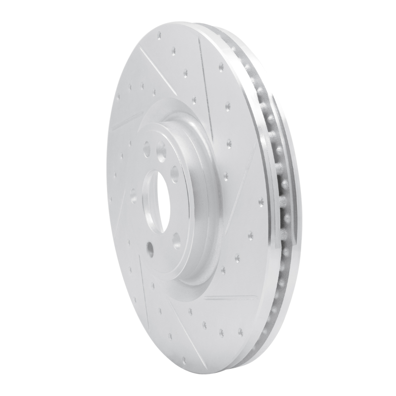 Jaguar E-Pace Brake Rotor (1) - Front Right - R1 Concepts - Drilled & Slotted - Silver - `18-`20